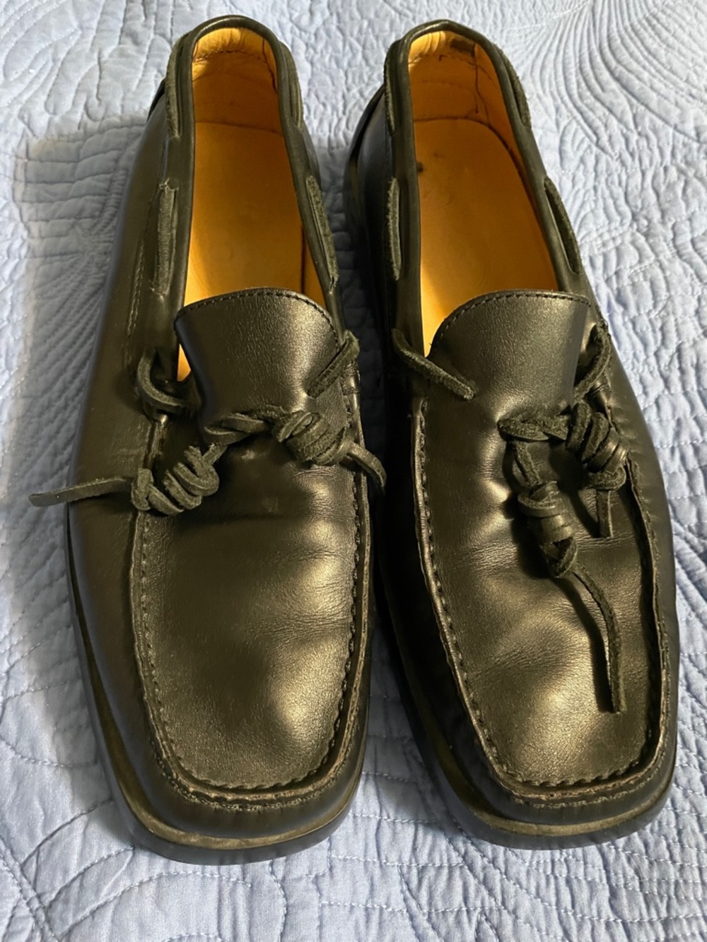 Men’s Tod's Black Leather Slip-On Loafers with Knotted Lace Size 11